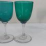 Amazing Set of Six Antique Hand-Blown Bristol Green Sherry Glasses, Stunning Teal Green Bowls with Clear Stems, circa 1890, Capacity 80mls Image 4