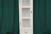 Slim Cream Glazed Display Cabinet with Drawers