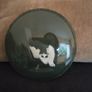Vintage 70's art piece,of a double sided silk thread embroidered cat and a cricket design Image 2