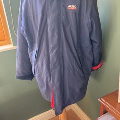 Free Post - MUSTO Performance Sailing Navy Jacket - Coat with Red Trim and Navy Padded Lining - Size S