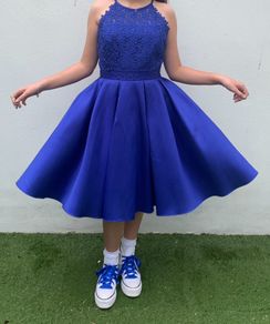 Royal Blue Confirmation Dress / Girls Occasion Dress & Free Blue Ribbon Laces