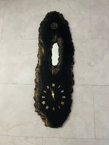 Handmade slate clock with mirror.