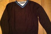 Age 7-8 Mock Layer Fine Knit Chocolate Brown Jumper