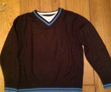 Age 7-8 Mock Layer Fine Knit Chocolate Brown Jumper