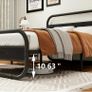 King Size Bed Frame Metal Platform Bed Frame with Wood Headboard Image 5