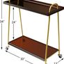 Bar Storage Trolley Cart,Acrylic Metal Rolling Utility Mobile Shelving Organizer Cart with Handle Lockable Wheels for Living Room Kitchen Office Bedroom,Brown (MFDV-N) Image 2