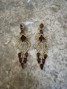 Brown and Gold Crystal Drop Earrings