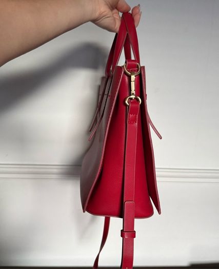 Zara Red Faux Leather Tote handbag Size M