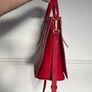 Zara Red Faux Leather Tote handbag Size M Image 8