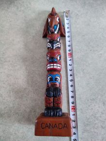 Souvenir Vintage Carved Wood Totem Pole Native American Indian Made in Alaska