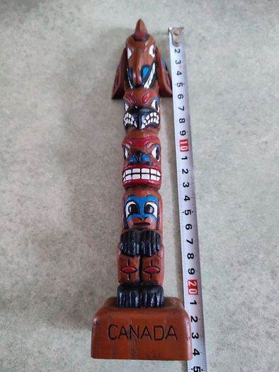 Souvenir Vintage Carved Wood Totem Pole Native American Indian Made in Alaska