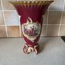 Tester Ornate Porcelain Burgundy Red/ Gold 10.5" handpainted Vase Image 2