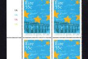 2007 Ireland 50th Anniversary of the Treaty of Rome Commemorative Stamp Plate Block 1A1A1A1A Mint Never Hinged (MNH)