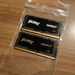 32GB RAM 2x16GB Sodimm Kingston Fury Impact Laptop Memory DDR4 2666Mhz CL15