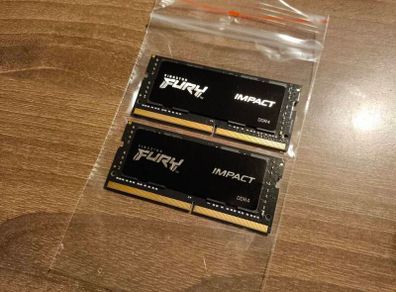 32GB RAM 2x16GB Sodimm Kingston Fury Impact Laptop Memory DDR4 2666Mhz CL15