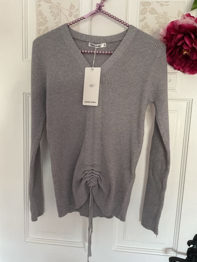 jumper grey v neck jumper m/l adjustable front detail