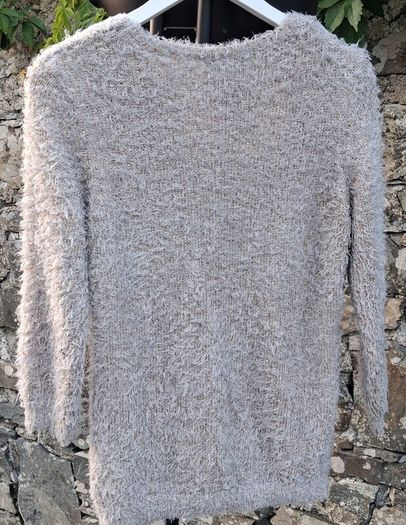 Beige Fuzzy Chenille with Gold Iridescent Sequins Jumper