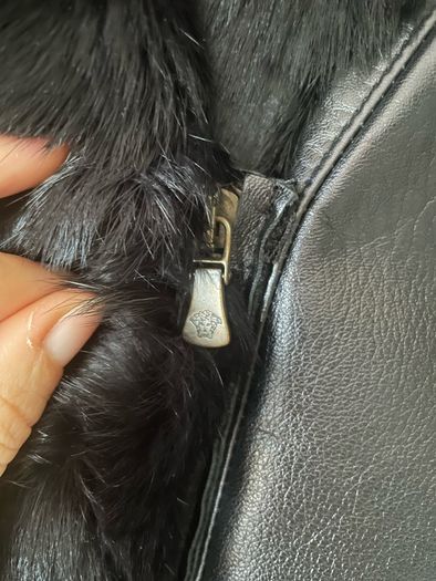 Versace jeans couture leather and fur jacket