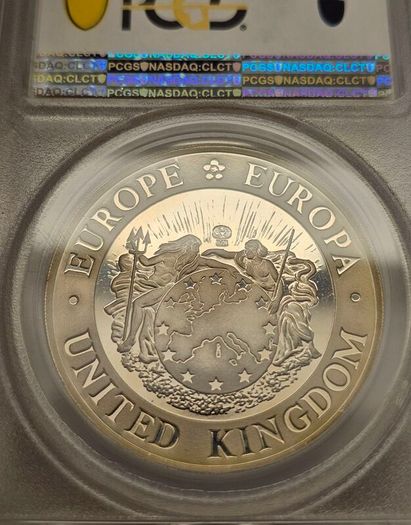 Great Britain 1992 Prooflike 25 Ecu Piedfort PCGS PR69DCAM  Three Graces Coin