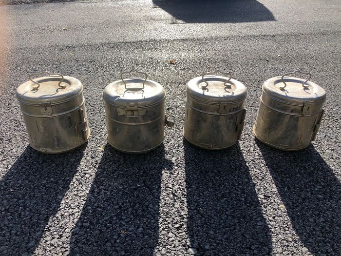 4 Vintage Stainless Steel Medical bins