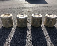 4 Vintage Stainless Steel Medical bins