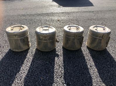 4 Vintage Stainless Steel Medical bins