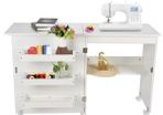 Sewing Table, White Sewing Machine Tables Folding Portable Sewing Table Chipboard Material for Bedroom for Living Room for Home