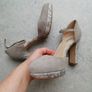 Grey suede Dune heels and handbag Image 3