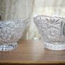 Vintage Crystal Footed Bowls With Frosted Leaf & Rose Pattern 7,3" x 5,2" h 4" Image 3