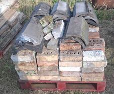 Used bricks, ridge tiles