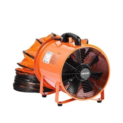 300mm Portable Ventilator, 2 Speed 2894CFM High-Velocity Industrial Utility Blower Fan with 10m Flexible Duct Hose, Exhaust Axial Fan for Basements, Workshops, Warehouses, Orange