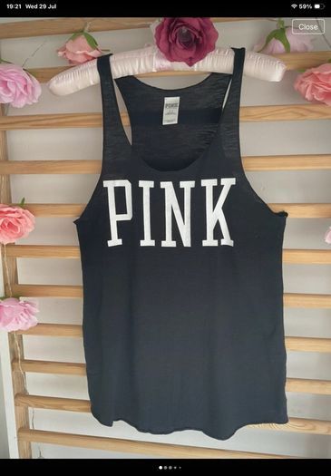 slerpwear Victoria secrets pink black sleepwear vest top size small