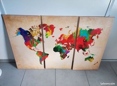 Large World Map On Canvas