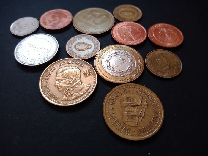 Collection of 12 different coins from Argentina