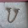 Pandora band of hearts safety chain charm very good condition hallmarked Image 3