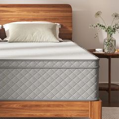 12 Inch Double Mattress, 7-Zone Hybrid Double Bed Mattresses, Memory Foam Mattress with Pocket Sprung with Medium Firm for Body Support & Pressure Relief - 135x190x30cm