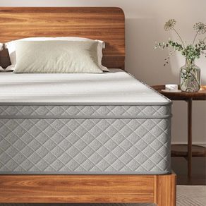 12 Inch Double Mattress, 7-Zone Hybrid Double Bed Mattresses, Memory Foam Mattress with Pocket Sprung with Medium Firm for Body Support & Pressure Relief - 135x190x30cm
