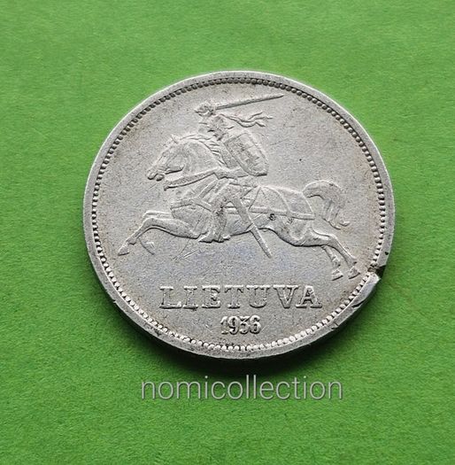 Lithuania 1936 year Silver 5 Litas.