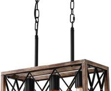 Farmhouse Kitchen Island Lighting, 3 Lights Pendant Lighting Fixtures, Adjustable Height, Industrial Dining Room Light for Living Room Foyer Dining Table Over Sink. (Wood Grain Color)