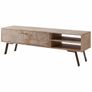 145cm Solid Wood Lowboard TV Stand  Handmade Entertainment Cabinet with Storage Image 6