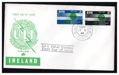 1965 Ireland Centenary International Telecommunications Union Commemorative Stamps Illustrated First Day Cover (FDC)