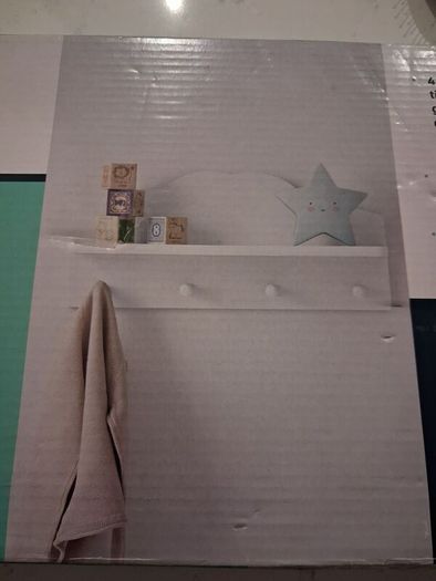 Kids floating shelf with hooks