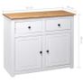 Sideboard White 93x40x80 cm Solid Pinewood Panama Range Image 10
