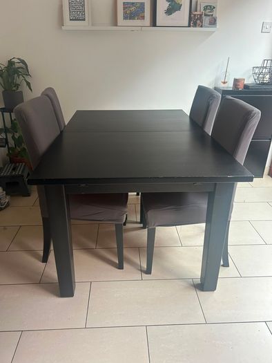 Dining table and chairs x 4