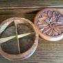 Wooden circular box with carved leaf pattern Image 3