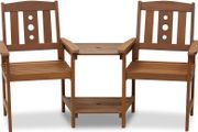 FREE P&amp;P Outdoor Hardwood Jack &amp; Jill Chair Set, Wood, Natural, 162.1 (W) x 91.4 (H) x 72.9 (D) cm