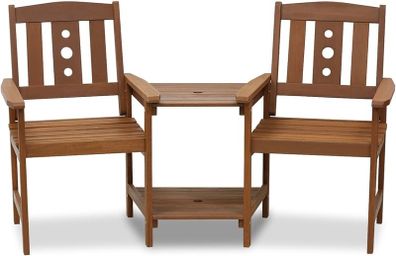 FREE P&P Outdoor Hardwood Jack & Jill Chair Set, Wood, Natural, 162.1 (W) x 91.4 (H) x 72.9 (D) cm