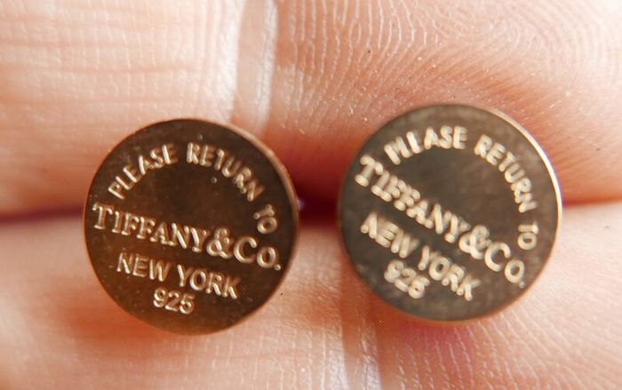 Tiffany & Co. 925 Sterling Silver Gold Plated Return to Tiffany Mini Round Tag Stud Earrings