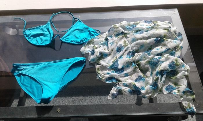 Vintage Blue Bikini with Free Matching Sarong.