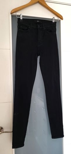 7 for All Mankind Black High Waist Glossy Coating Crystal Gunmetal Skinny Jeans Sz 26 (Fit 8UK) - Rrp 240 (New)